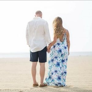 ROXY Lookout Point Floral Open Back Tie Gauzy Bohemian Maxi Dress XL